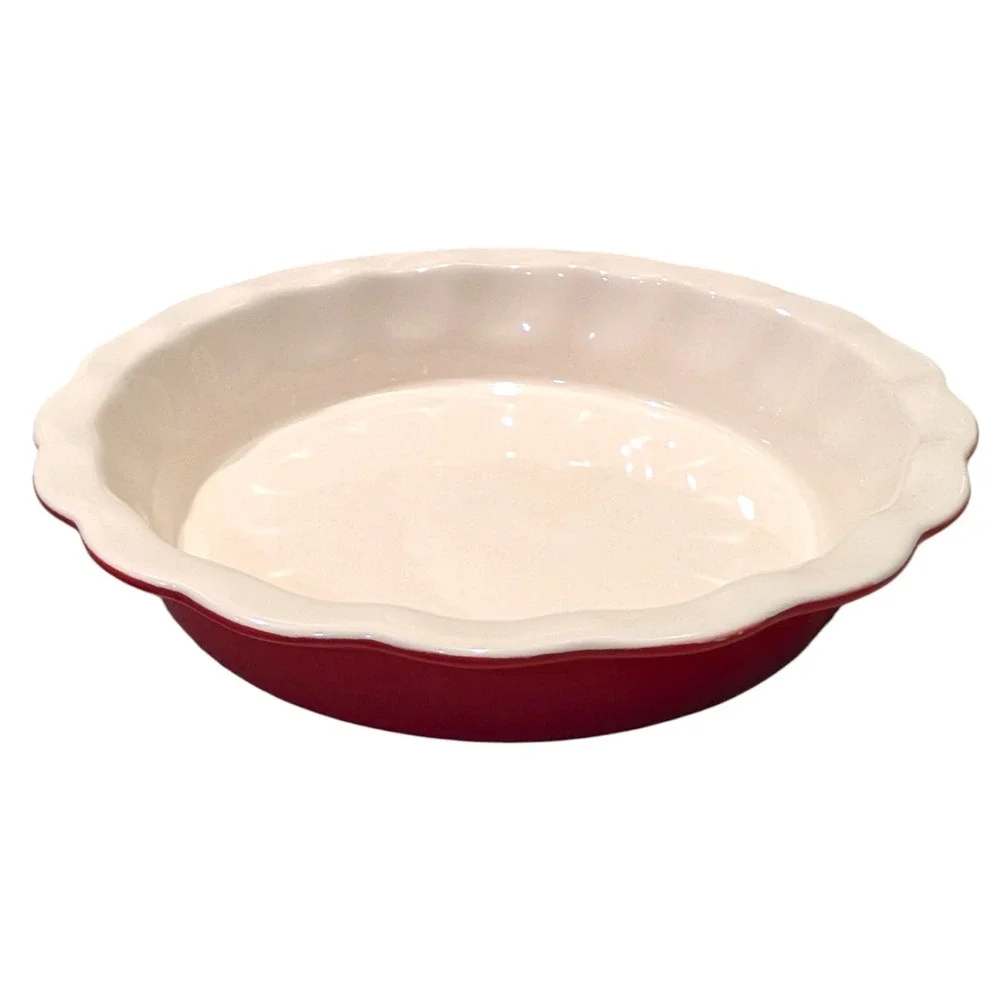 Martha Stewart Red Ceramic Ruffled Pie Dish Scalloped Baker Macy's 9